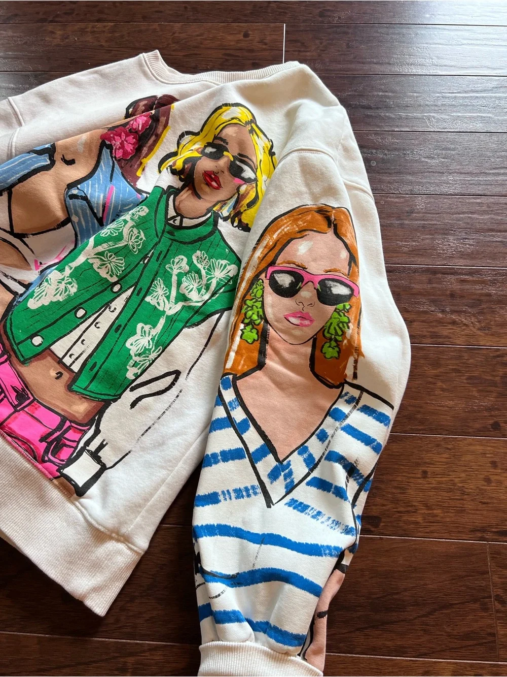 🅩🅐🅡🅐 Oversize Graphic Women Print Off White Sweatshirt - Picture 3 of 8